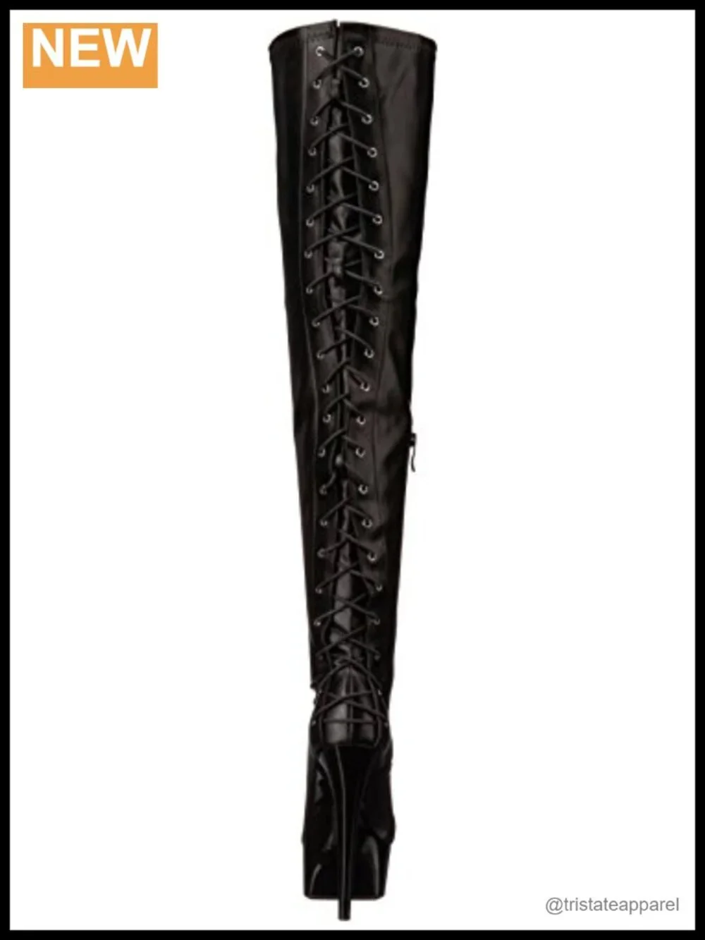 Women's Over-the-Knee Engineer Boots with Zipper and Lace-up Closure, Black PU